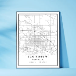 Scottsbluff, Nebraska Modern Map Print 