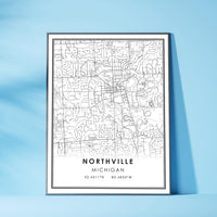 Northville, Michigan Modern Map Print 