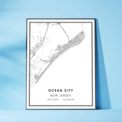 Ocean City, New Jersey Modern Map Print 