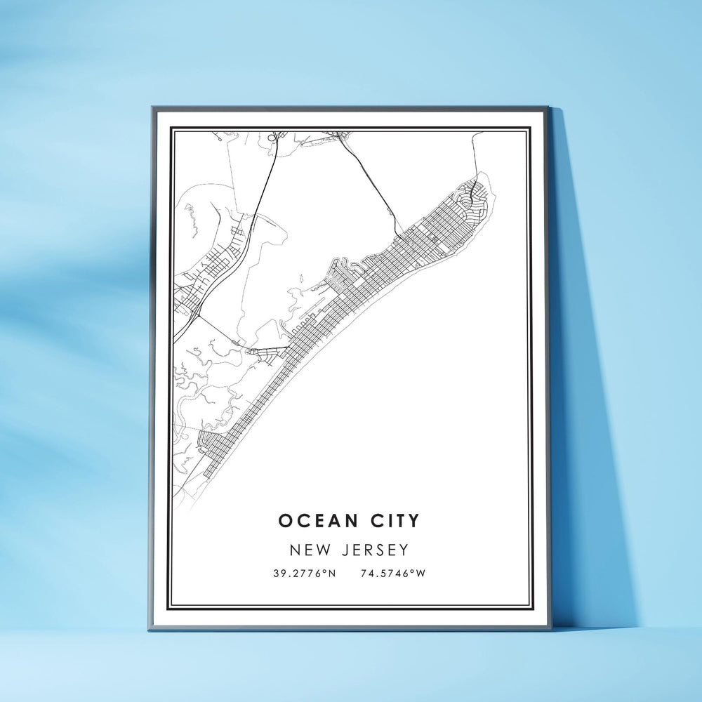 Ocean City, New Jersey Modern Map Print 