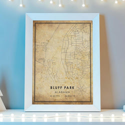 Bluff Park, Alabama Vintage Style Map Print 