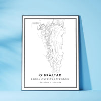 
              Gibraltar, British Overseas Territory Modern Style Map Print 
            