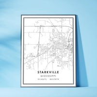 Starkville, Mississippi Modern Map Print 