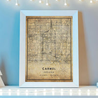 
              Carmel, Indiana Vintage Style Map Print 
            