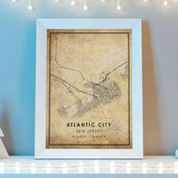 
              Atlantic City, New Jersey Vintage Style Map Print
            