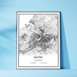 Taipei, Taiwan Modern Style Map Print