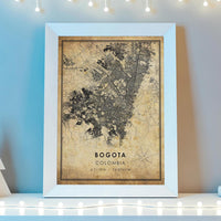 
              Bogota, Colombia Vintage Style Map Print 
            