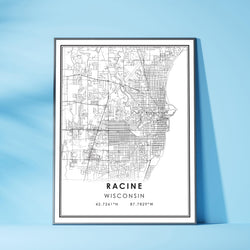 Racine, Wisconsin Modern Map Print