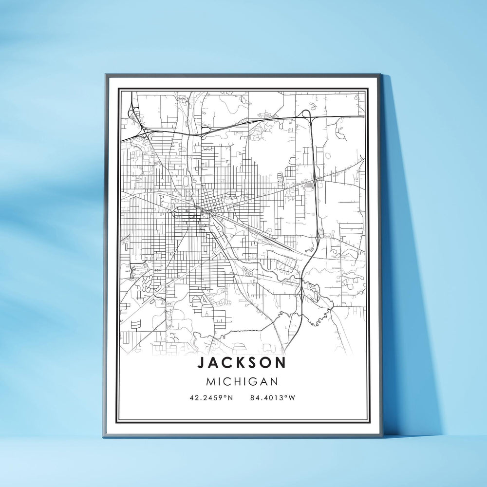 Jackson, Michigan Modern Map Print 