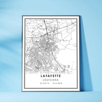 
              Lafayette, Louisiana Modern Map Print 
            