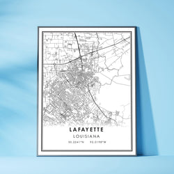 Lafayette, Louisiana Modern Map Print 