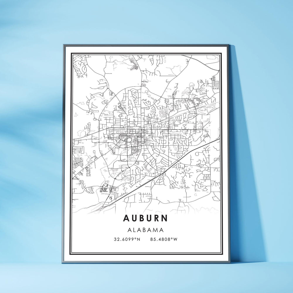 Auburn, Alabama Modern Map Print