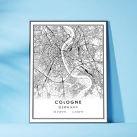 
              Cologne, Germany Modern Style Map Print 
            