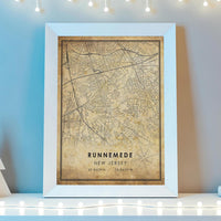 
              Runnemede, New Jersey Vintage Style Map Print 
            