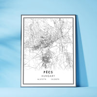 
              Pecs, Hungary Modern City Map Print
            