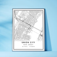 
              Union City, New Jersey Modern Map Print 
            