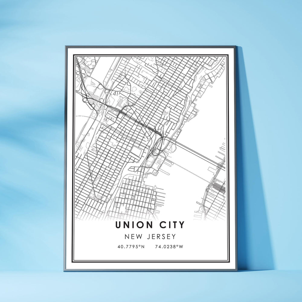 Union City, New Jersey Modern Map Print 
