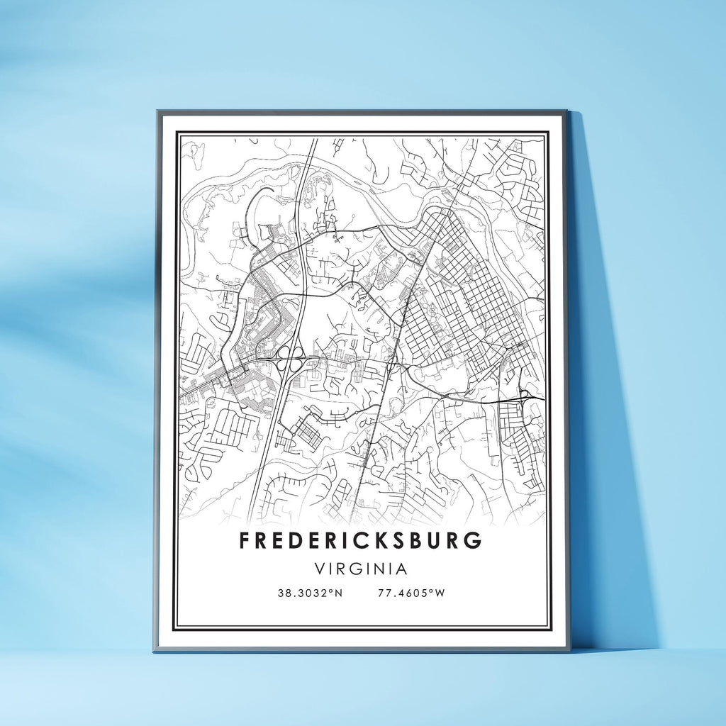 Fredericksburg, Virginia Modern Map Print 