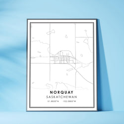 Norquay, Saskatchewan Modern Style Map Print 
