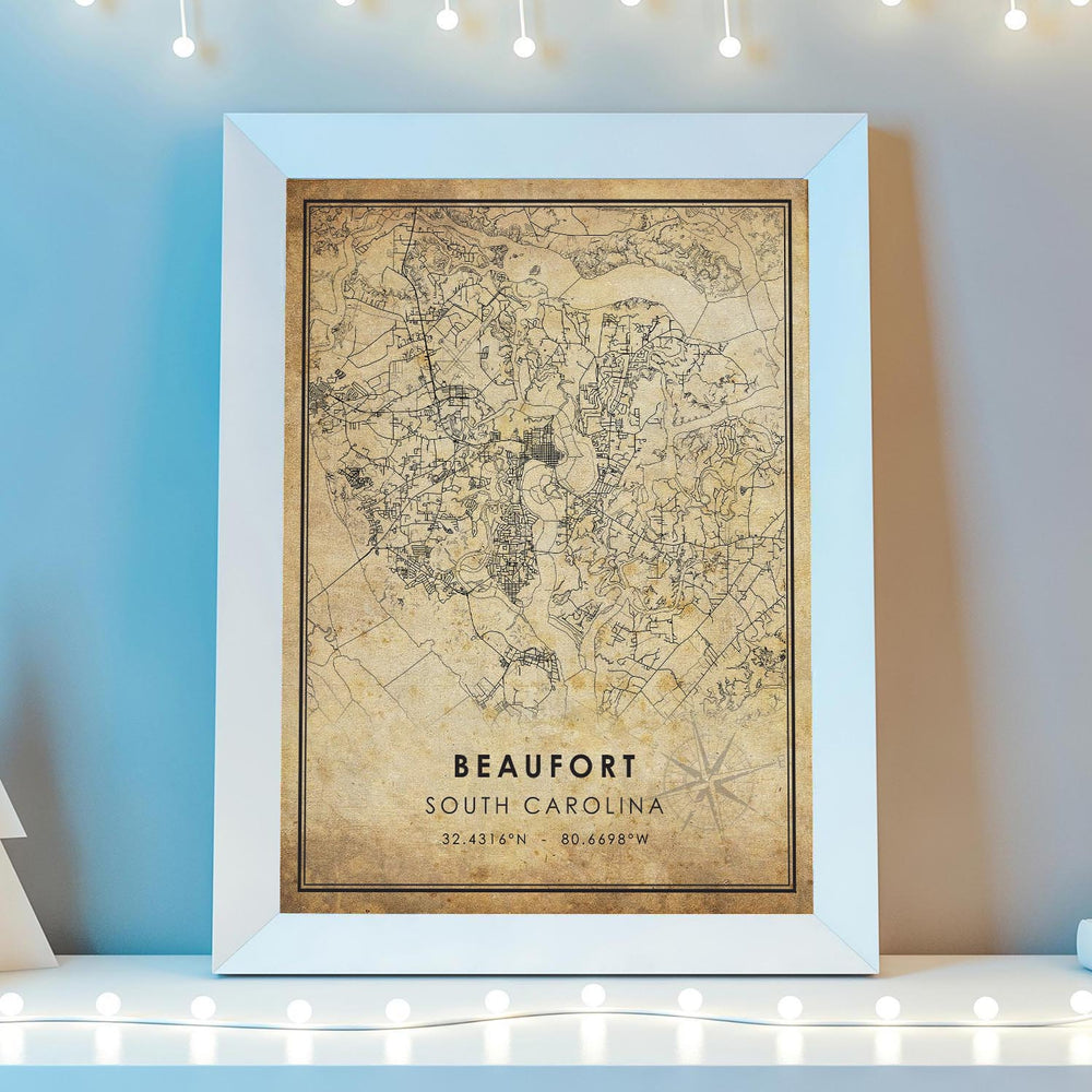 Beaufort, South Carolina Vintage Style Map Print 