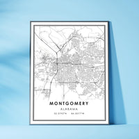 Montgomery, Alabama Modern Map Print