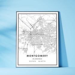 Montgomery, Alabama Modern Map Print