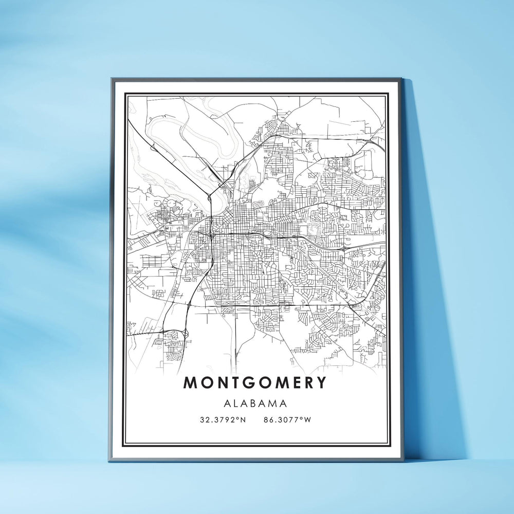 Montgomery, Alabama Modern Map Print