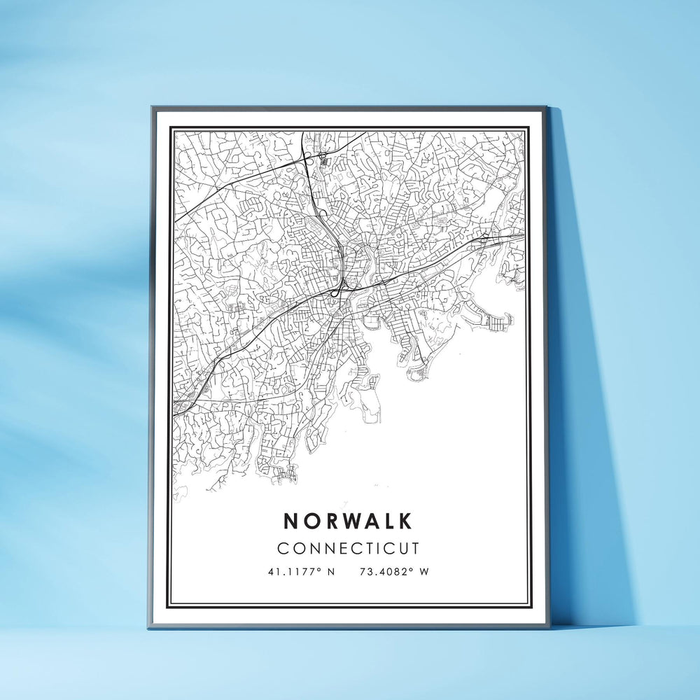 Norwalk, Connecticut Modern Map Print 