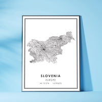 
              Slovenia, Europe Modern Style Map Print 
            