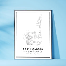 South Caicos, Turks and Caicos Modern Style Map Print 