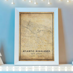 Atlantic Highlands, New Jersey Vintage Style Map Print 