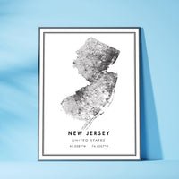 New Jersey, United States Modern Style Map Print 