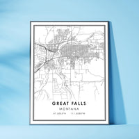 Great Falls, Montana Modern Map Print 