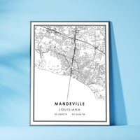 
              Mandeville, Louisiana Modern Map Print
            