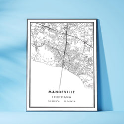 Mandeville, Louisiana Modern Map Print