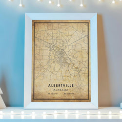 Albertville, Alabama Vintage Style Map Print 