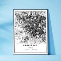 
              Hyderabad, Telangana Modern Style Map Print 
            