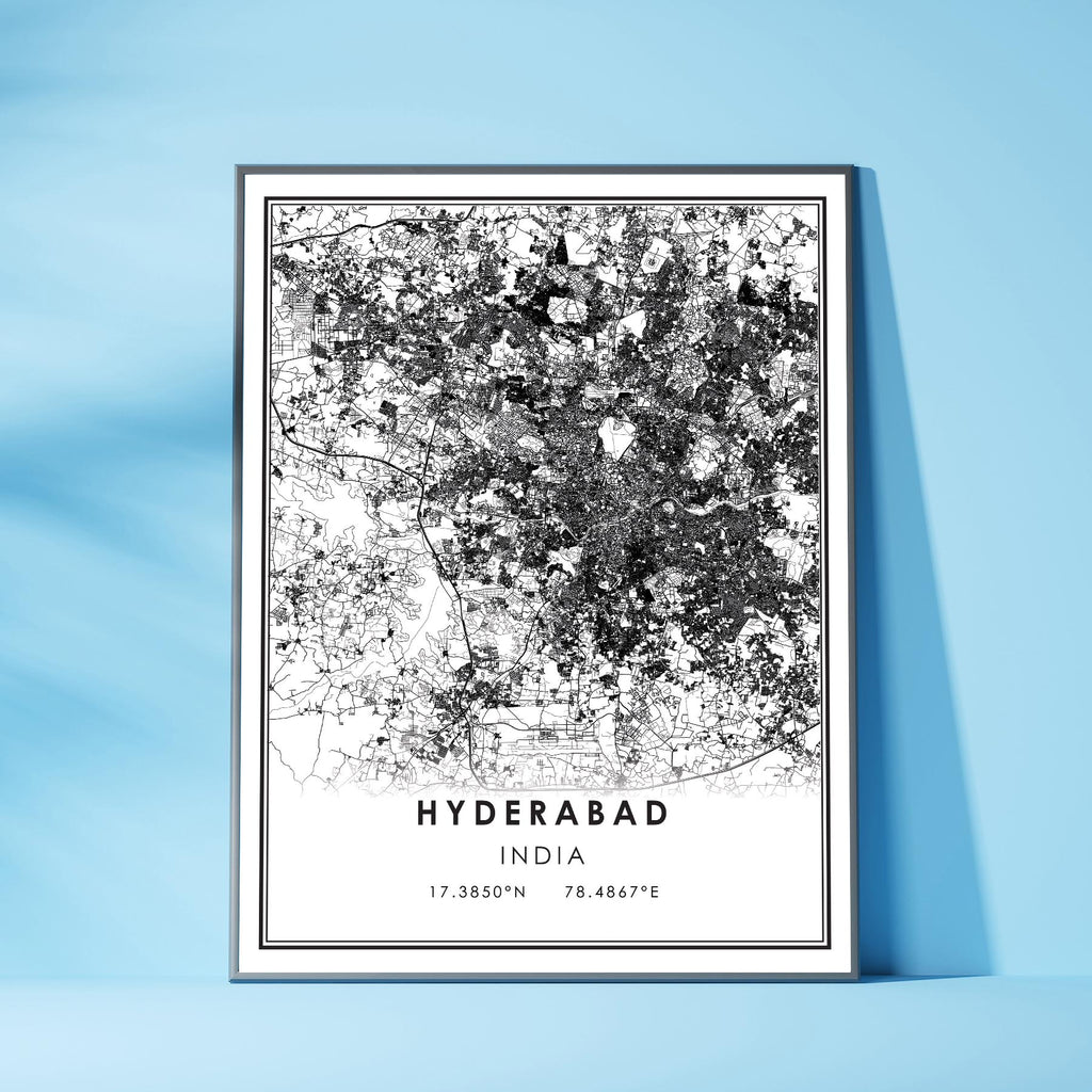 Hyderabad, Telangana Modern Style Map Print 