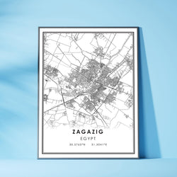 Zagazig, Egypt Modern Style Map Print 