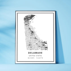 Delaware, United States Modern Style Map Print 