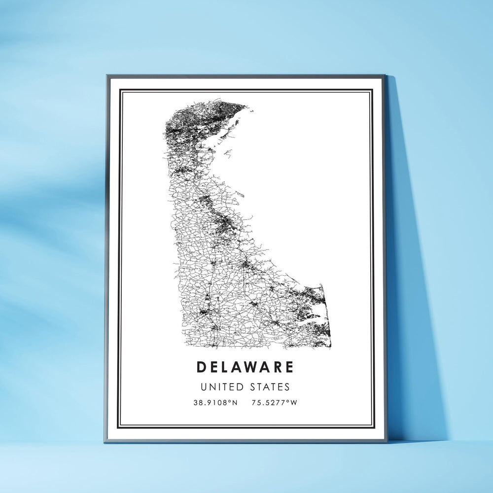 Delaware, United States Modern Style Map Print 