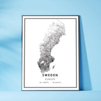 
              Sweden, Europe Modern Style Map Print
            