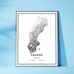 Sweden, Europe Modern Style Map Print