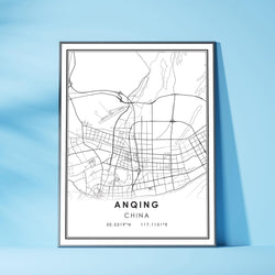 Anqing, China Modern Style Map Print 