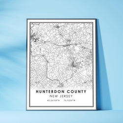 Hunterdon County, New Jersey Modern Map Print 
