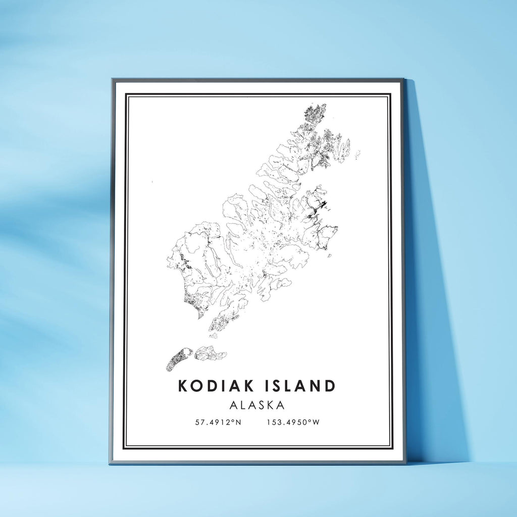 Kodiak Island, Alaska Modern Map Print