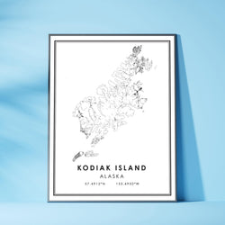 Kodiak Island, Alaska Modern Map Print