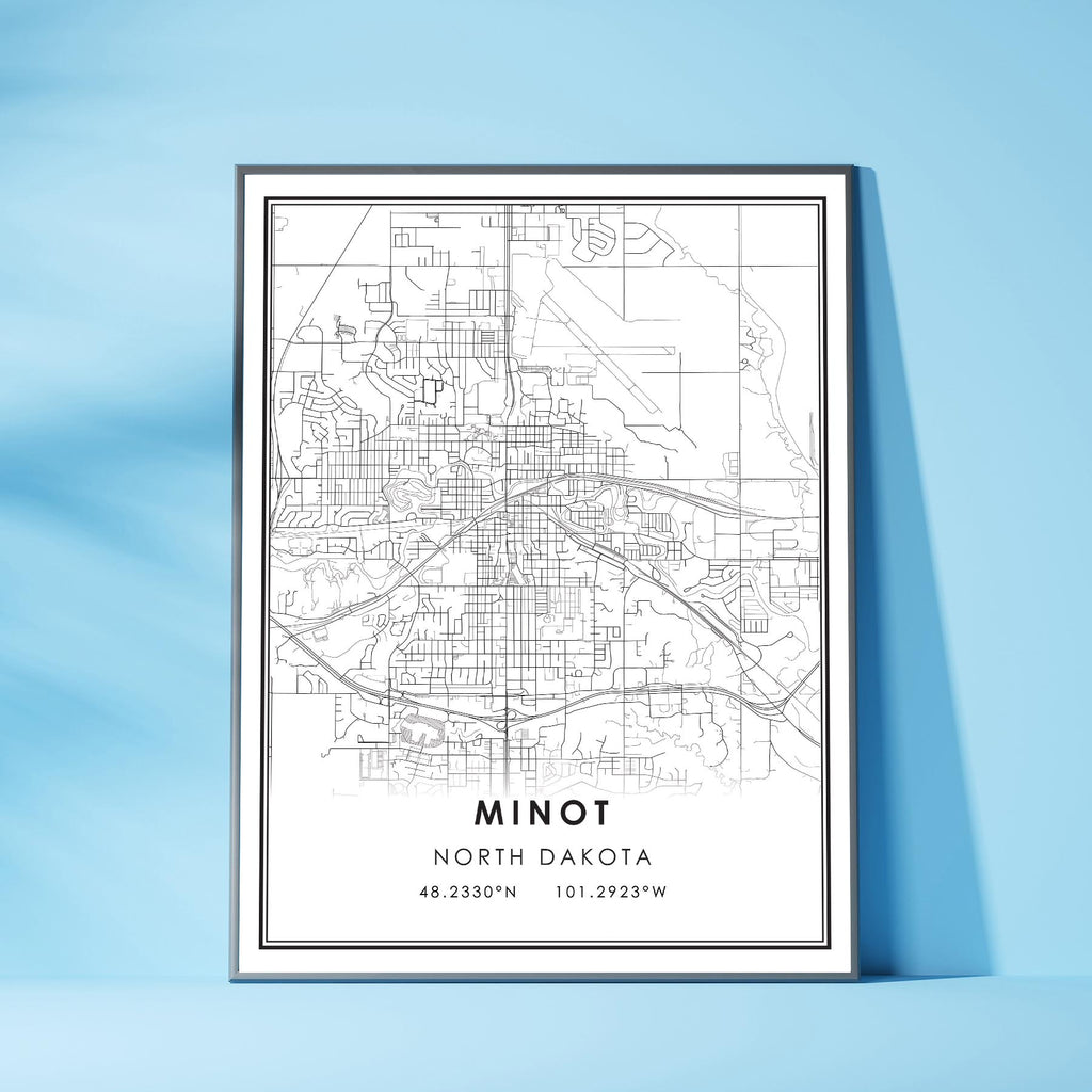 Minot, North Dakota Modern Map Print