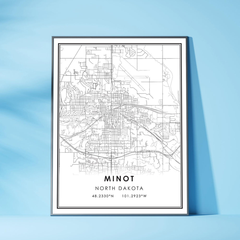 Minot, North Dakota Modern Map Print