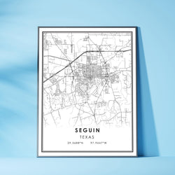 Seguin, Texas Modern Map Print 